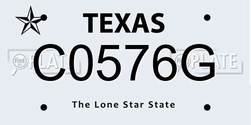 C0576G Texas License Plate