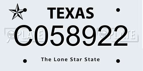 C058922 Texas License Plate