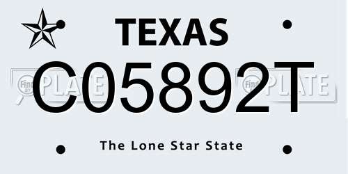 C05892T Texas License Plate