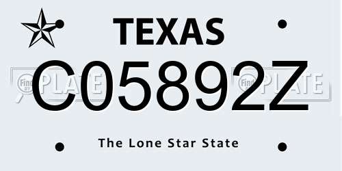 C05892Z Texas License Plate