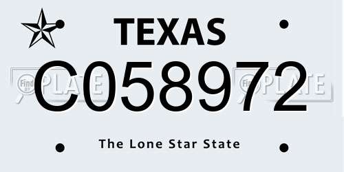 C058972 Texas License Plate