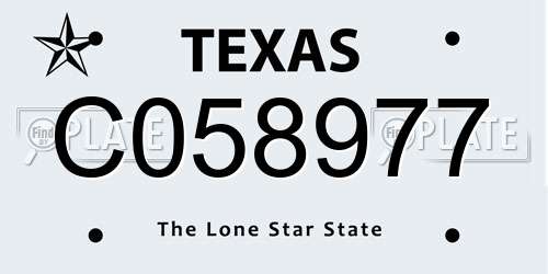 C058977 Texas License Plate