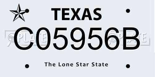 C05956B Texas License Plate