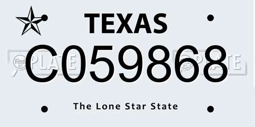 C059868 Texas License Plate