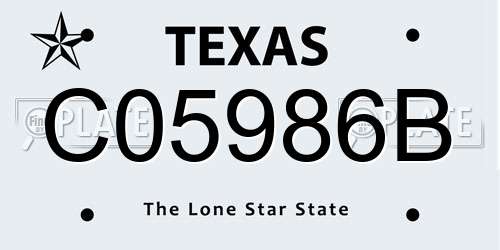 C05986B Texas License Plate