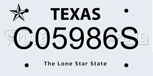 C05986S Texas License Plate