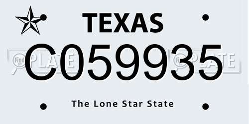 C059935 Texas License Plate