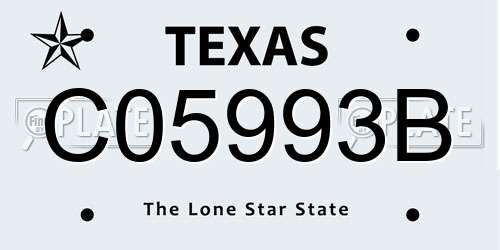 C05993B Texas License Plate