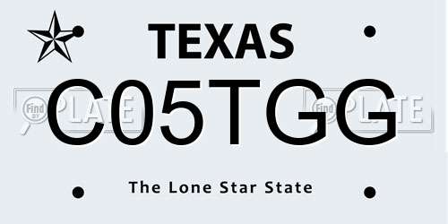 C05TGG Texas License Plate