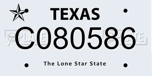 C080586 Texas License Plate
