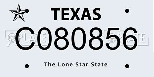 C080856 Texas License Plate