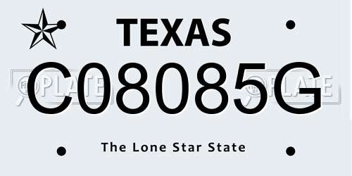 C08085G Texas License Plate