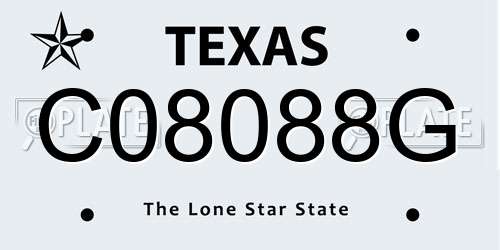 C08088G Texas License Plate