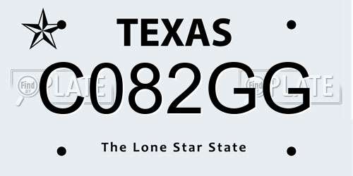 C082GG Texas License Plate