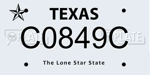 C0849C Texas License Plate