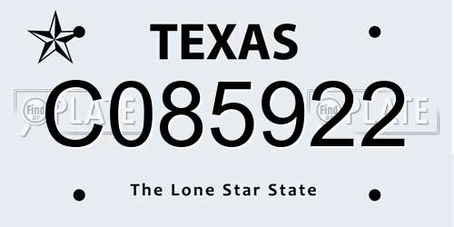 C085922 Texas License Plate