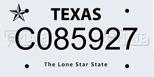 C085927 Texas License Plate