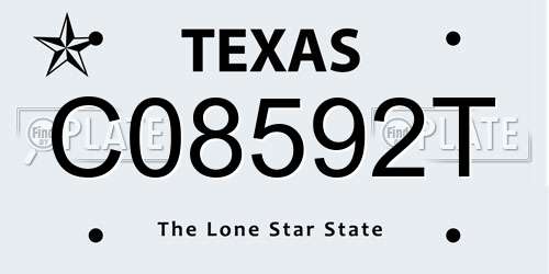C08592T Texas License Plate