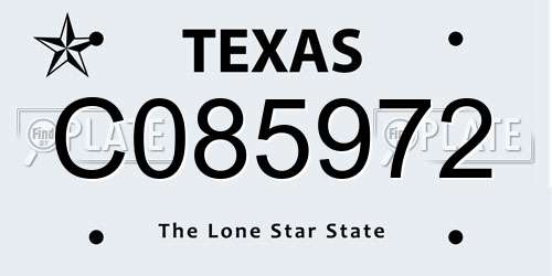 C085972 Texas License Plate