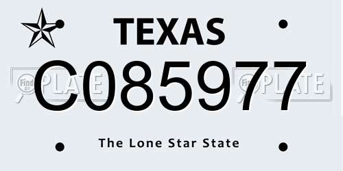 C085977 Texas License Plate