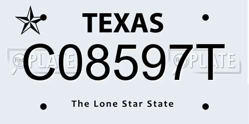 C08597T Texas License Plate