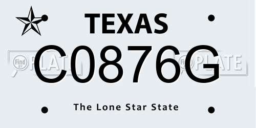 C0876G Texas License Plate