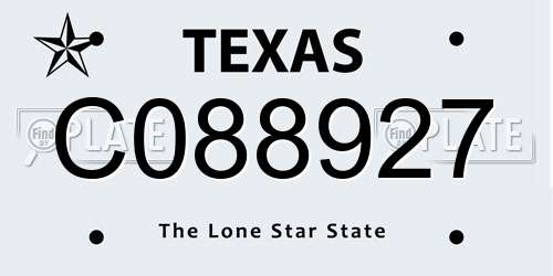C088927 Texas License Plate