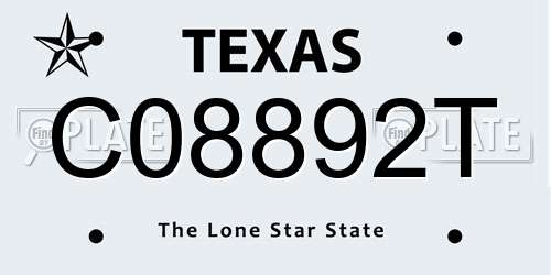 C08892T Texas License Plate