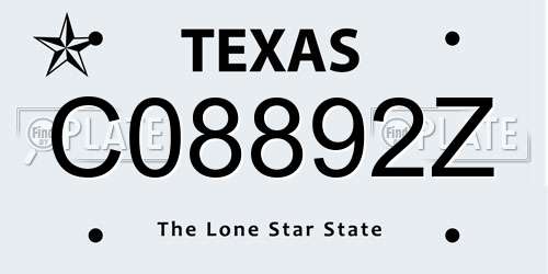 C08892Z Texas License Plate