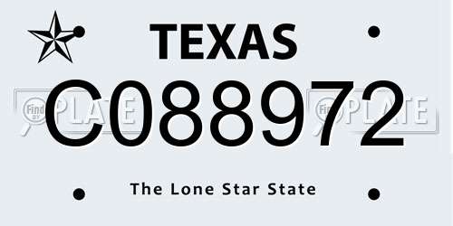 C088972 Texas License Plate