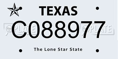 C088977 Texas License Plate