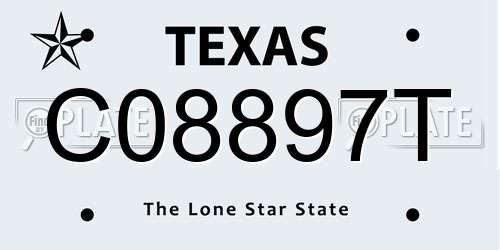 C08897T Texas License Plate