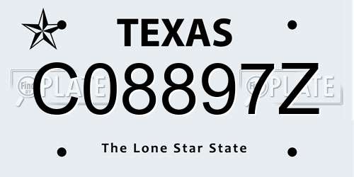 C08897Z Texas License Plate