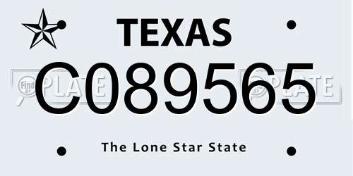 C089565 Texas License Plate