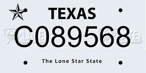 C089568 Texas License Plate