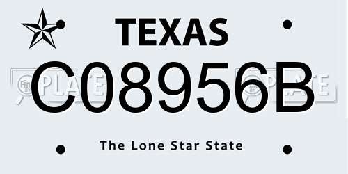 C08956B Texas License Plate