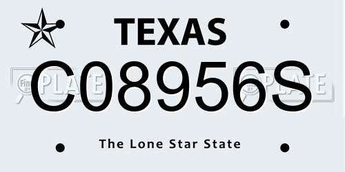 C08956S Texas License Plate