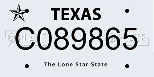 C089865 Texas License Plate