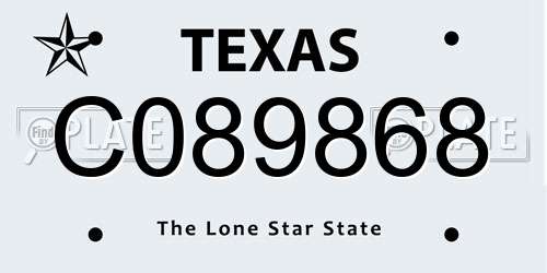 C089868 Texas License Plate