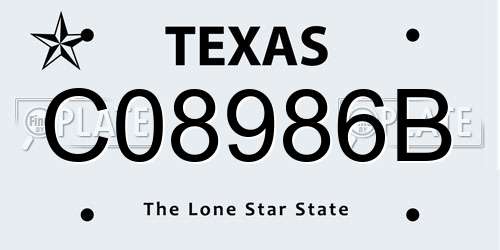 C08986B Texas License Plate