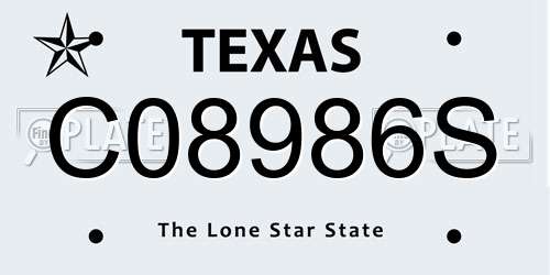 C08986S Texas License Plate