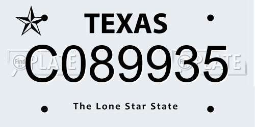 C089935 Texas License Plate