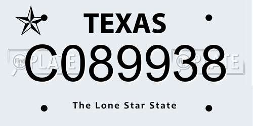 C089938 Texas License Plate