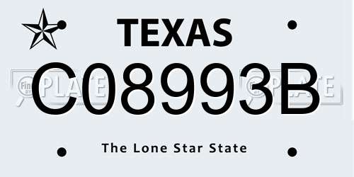 C08993B Texas License Plate