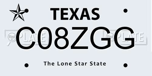 C08ZGG Texas License Plate
