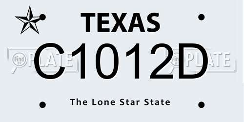 C1012D Texas License Plate