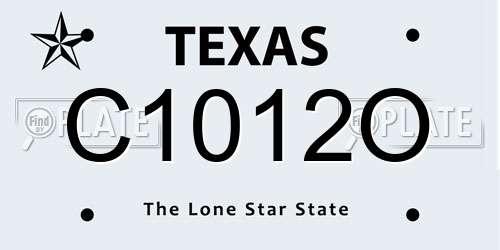 C1012O Texas License Plate