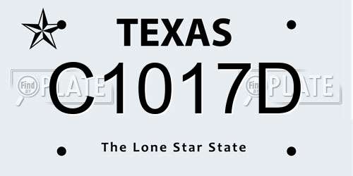 C1017D Texas License Plate