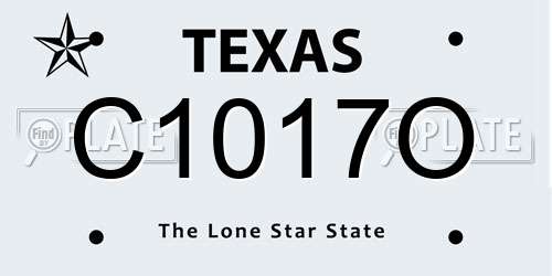 C1017O Texas License Plate