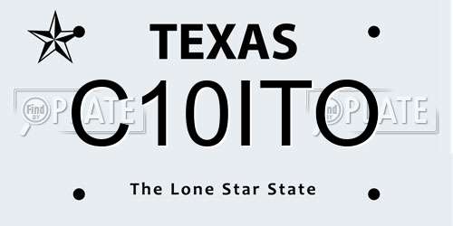 C10ITO Texas License Plate